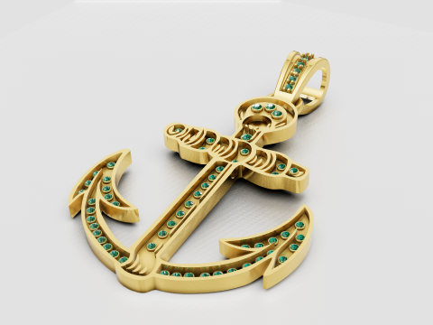 Diamond Anchor Ankh Pendant 3D Print Model