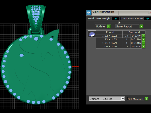 Fashion Ring Zircon pendant 3D Print Model