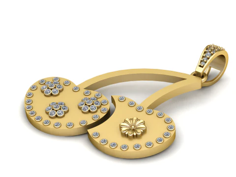 Cherry Charm Necklace Gold pendant 3D Print Model