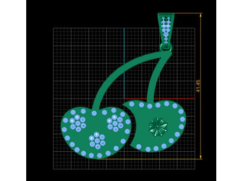 Cherry Charm Necklace Gold pendant 3D Print Model