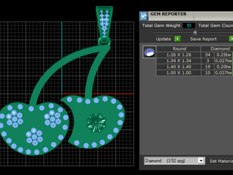 Cherry Charm Necklace Gold pendant 3D Print Model