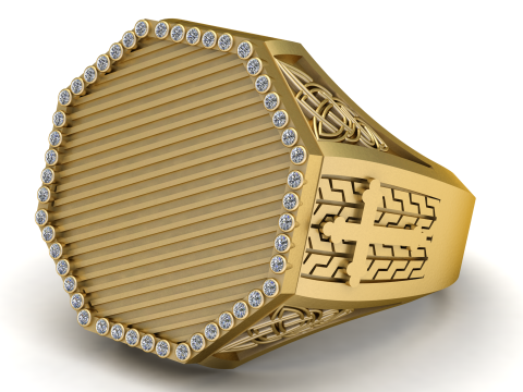 Yellow Gold Amethyst Mens Ring PENDANT Modèles 3D en vedette