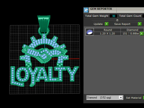 Diamond Loyalty First Charm Pendant 3D Print Model