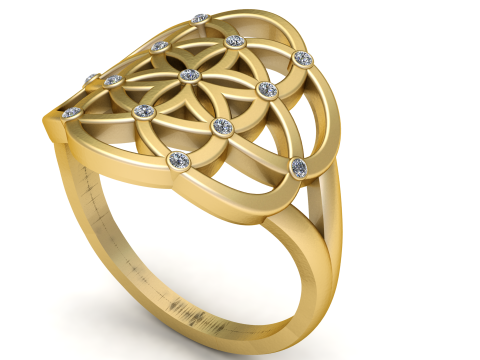 Qiming Sacred Geometry Flower Of Life Ring Female PENDANT 3Dプリントモデル