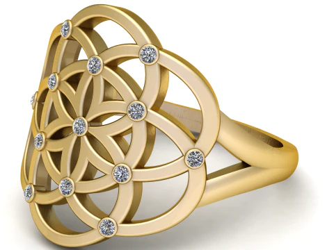Qiming Sacred Geometry Flower Of Life Ring Female PENDANT 3D Print Model