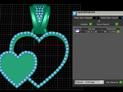 Moissanite Heart Pendant 3D Print Model