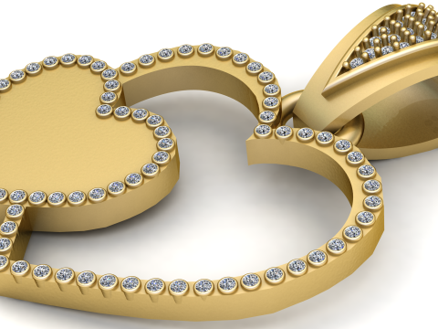 Moissanite Heart Pendant 3D Print Model