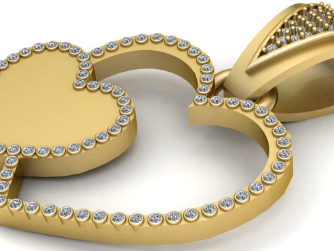 Moissanite Heart Pendant 3D Print Model