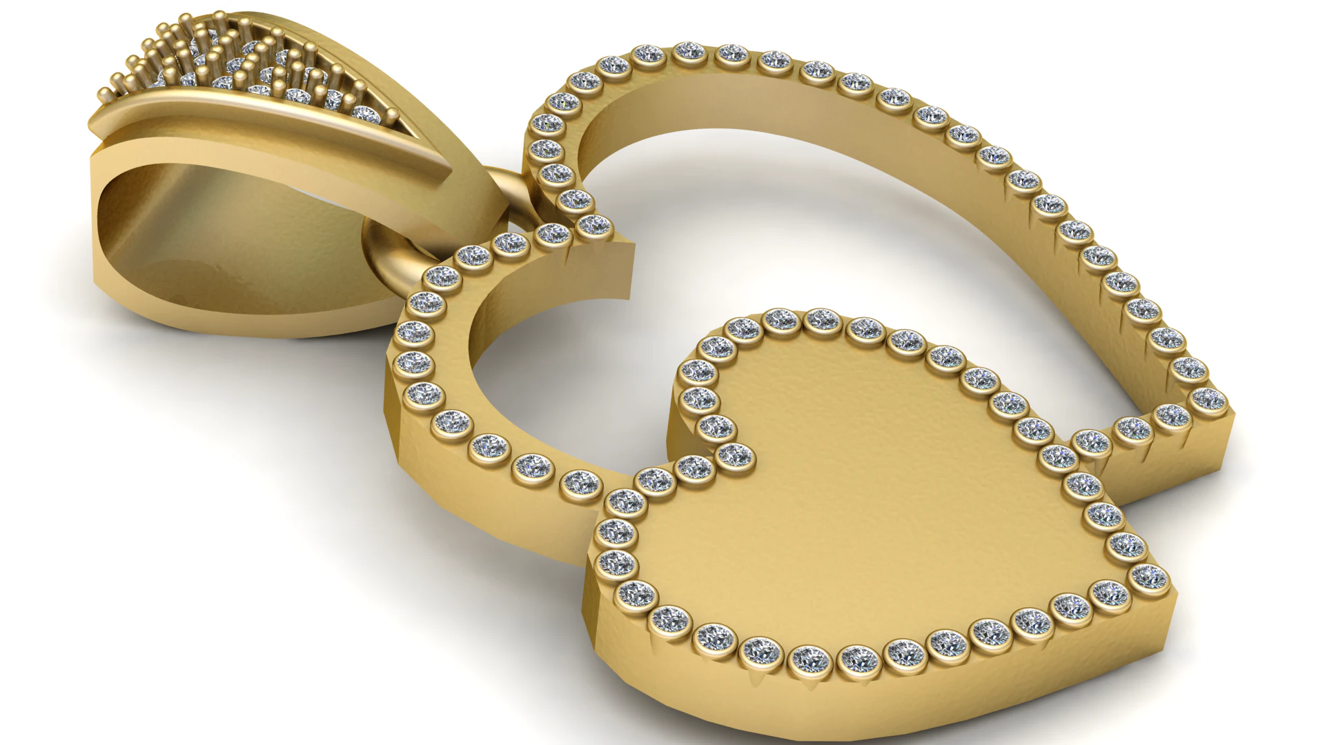 Moissanite Heart Pendant 3D Print Model .c4d .max .obj .3ds .fbx .stl .blend