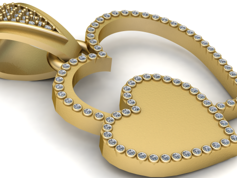 Moissanite Heart Pendant 3D Print Model