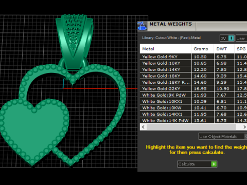 Moissanite Heart Pendant 3D Print Model