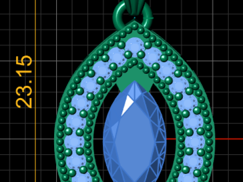 Amethyst Diamond Necklace pendant 3D Print Model