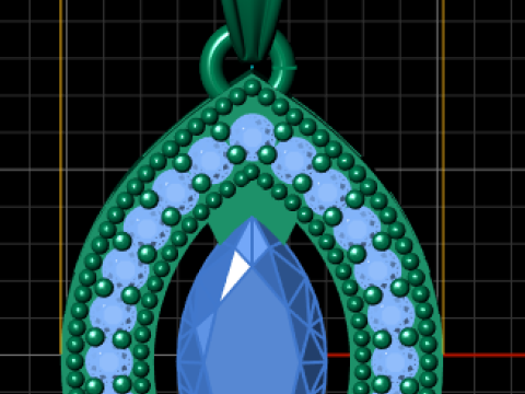 Amethyst Diamond Necklace pendant 3D Print Model