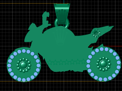 Biker Charm Diamond Pendant 3D Принт Модель