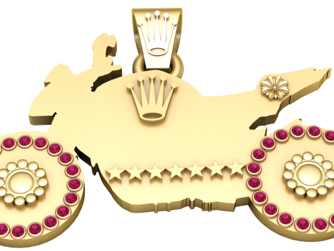 Biker Charm Diamond Pendant 3D Принт Модель