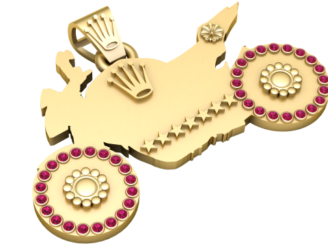 Biker Charm Diamond Pendant 3D Принт Модель