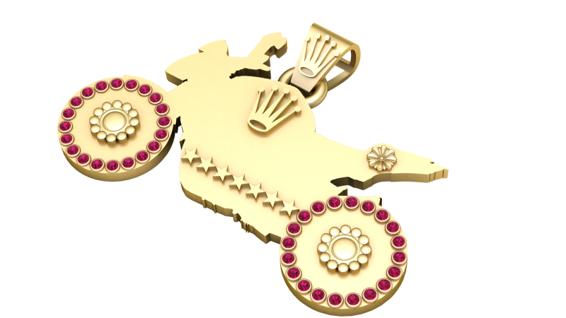 Biker Charm Diamond Pendant 3D Принт Модель .c4d .max .obj .3ds .fbx .stl .blend 