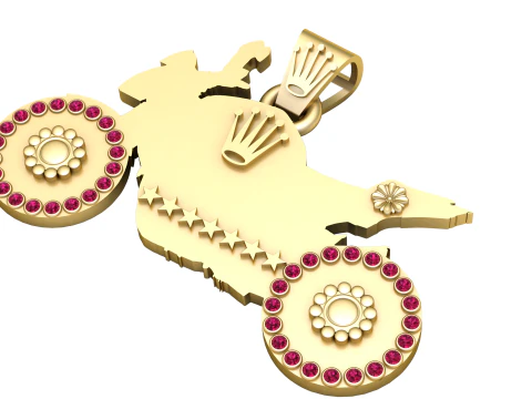 Biker Charm Pırlanta Kolye 3D Baskı Modeli