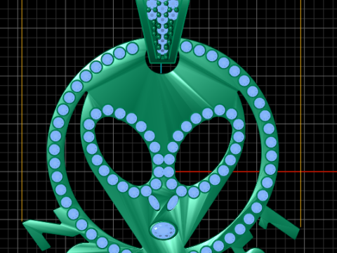 ヒップホップジュエリーエイリアンペンダントネックレスゴールドペンダント 3Dプリントモデル