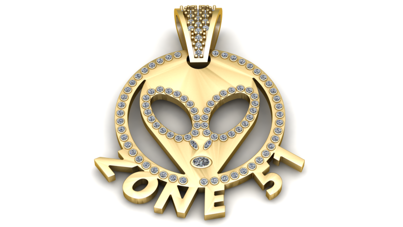 Hip Hop Jewelry Aliens Pendant Necklace Gold pendant 3D Print Model .c4d .max .obj .3ds .fbx .stl .blend