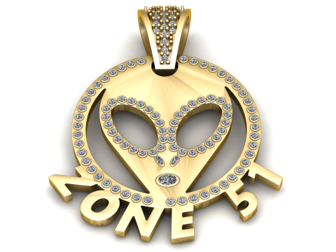 Hip Hop Jewelry Aliens Pendant Necklace Gold pendant 3D Print Model