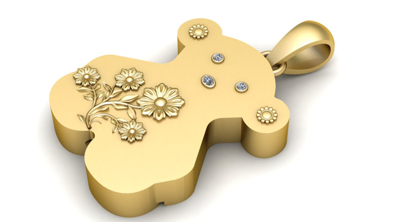 Bear Necklace Tous pendant 3D Print Model .c4d .max .obj .3ds .fbx .stl .blend