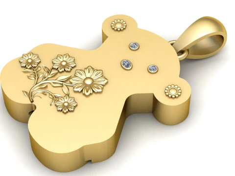 Colar Urso Pingente Tous Modelo de Impressão 3D