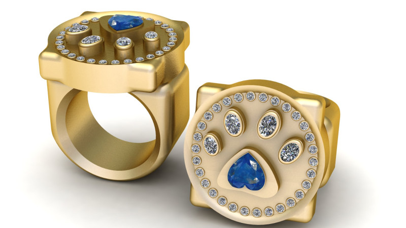 Rainbow Moonstone Signet Ring Round pendant 3D Baskı Modeli .c4d .max .obj .3ds .fbx .stl .blend 