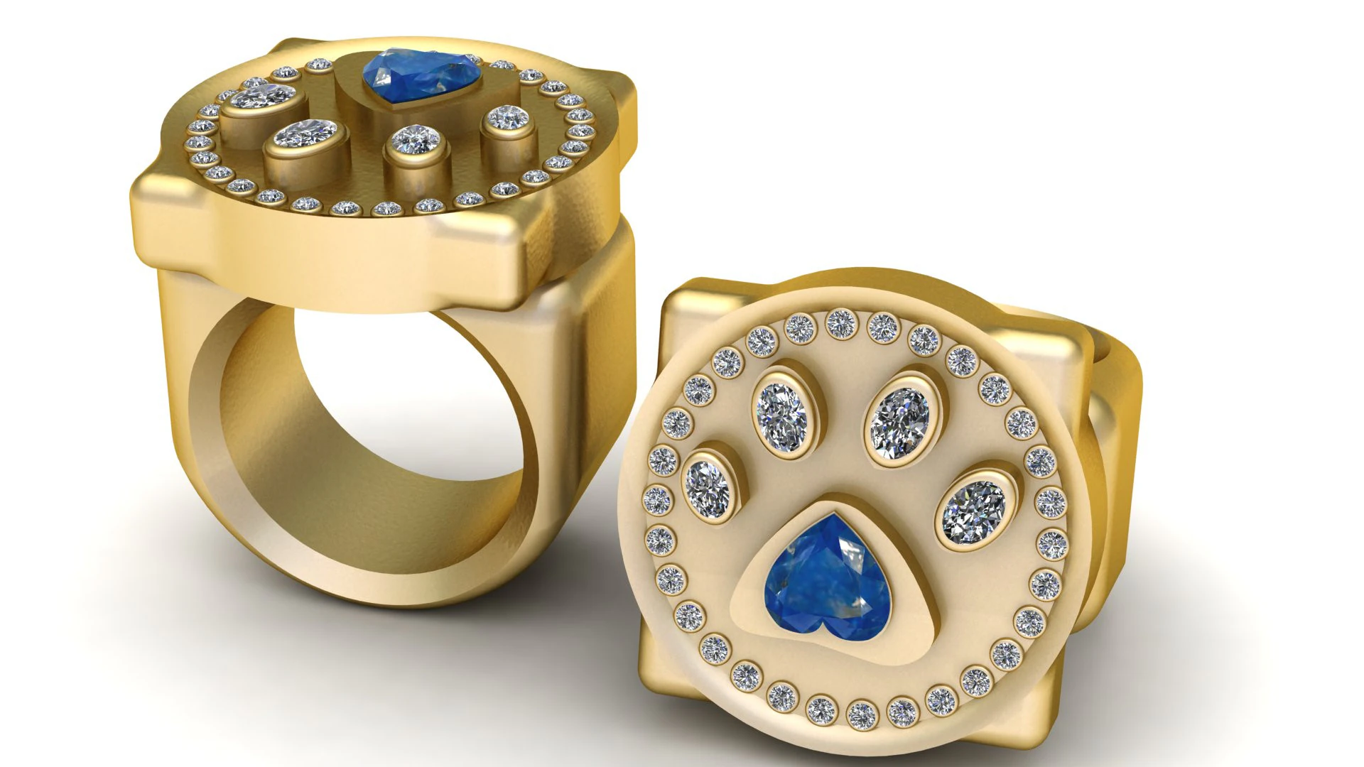 Rainbow Moonstone Signet Ring Round pendant 3D Print Model .c4d .max .obj .3ds .fbx .stl .blend 
