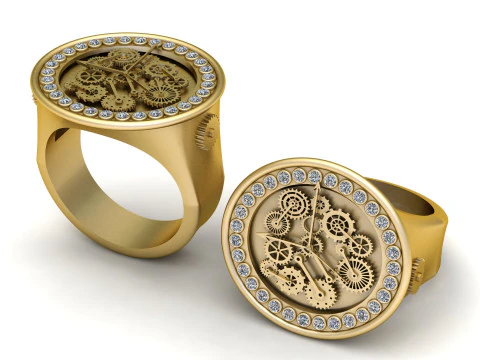 Astronomical Clock Ring Azte pendant 3D Print Model