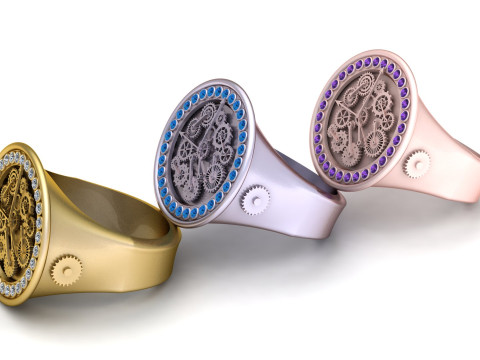 Astronomical Clock Ring Azte pendant 3D Print Model