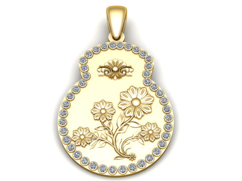 Yellow Gold Flower Pendant Modelo de Impressão 3D