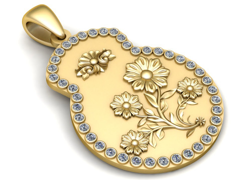 Yellow Gold Flower Pendant Modelo de Impressão 3D