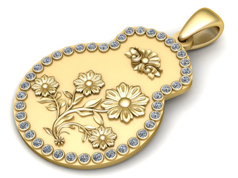 Yellow Gold Flower Pendant Modelo de Impressão 3D