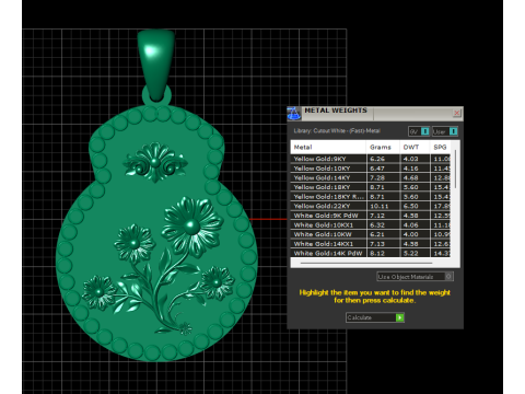 Yellow Gold Flower Pendant Modelo de Impressão 3D