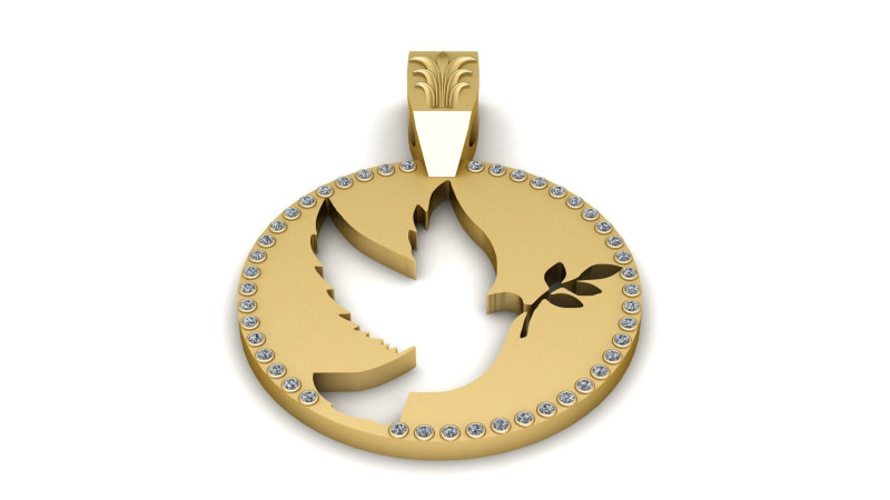 Dove of Peace Pendant 3Dプリントモデル .c4d .max .obj .3ds .fbx .stl .blend