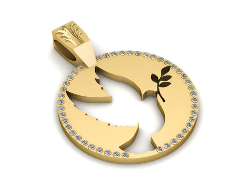 Dove of Peace Pendant 3Dプリントモデル