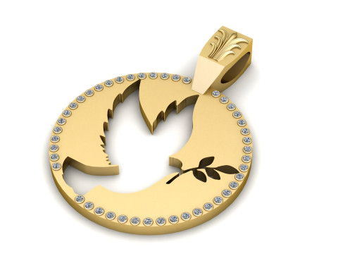 Dove of Peace Pendant 3Dプリントモデル