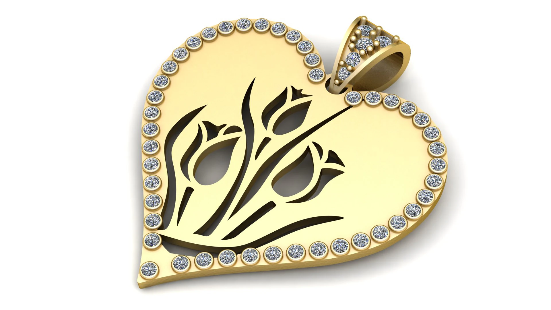 DOVRAN Solid Gold Heart Necklace 3D Print Model .c4d .max .obj .3ds .fbx .stl .blend 