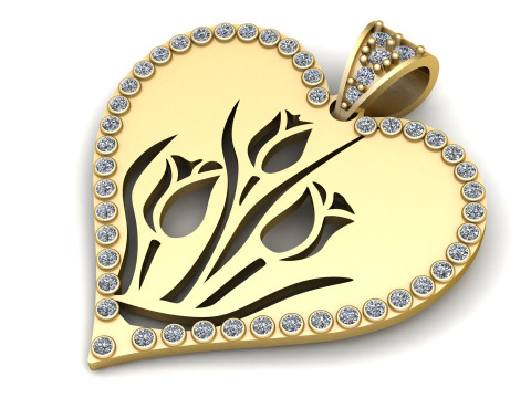 DOVRAN Solid Gold Heart Necklace 3D Print Model