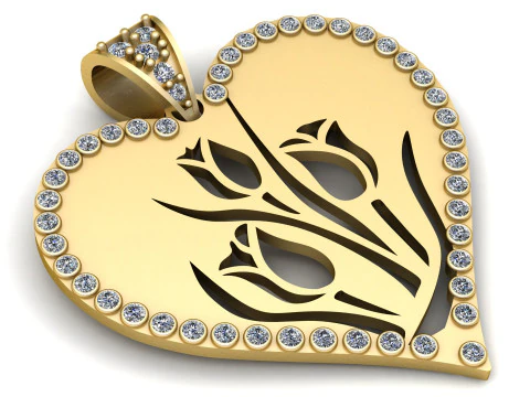 DOVRAN Solid Gold Heart Necklace 3D Print Model
