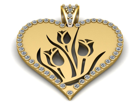 DOVRAN Solid Gold Heart Necklace 3D प्रिंट मॉडल
