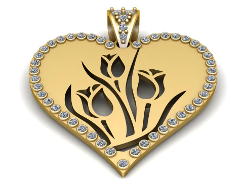DOVRAN Solid Gold Heart Necklace 3D Print Model