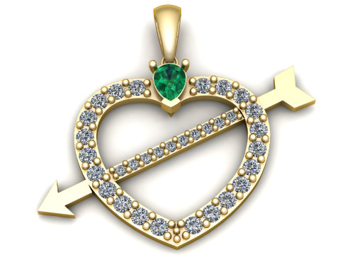 Gold Heart With Arrow Pendant 3D Print Model