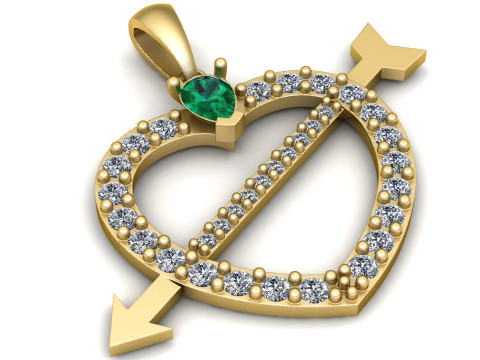 Gold Heart With Arrow Pendant 3Dプリントモデル