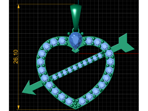 Gold Heart With Arrow Pendant 3Dプリントモデル