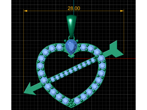 Gold Heart With Arrow Pendant 3Dプリントモデル