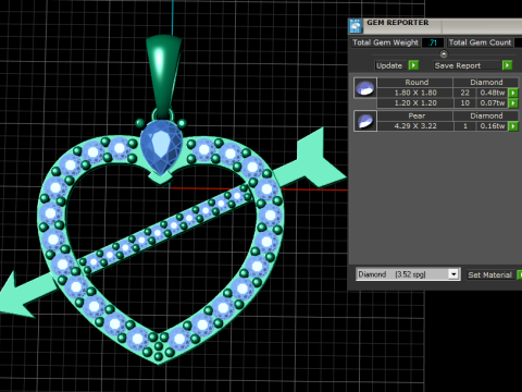 Gold Heart With Arrow Pendant 3Dプリントモデル