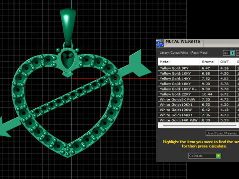 Gold Heart With Arrow Pendant 3Dプリントモデル