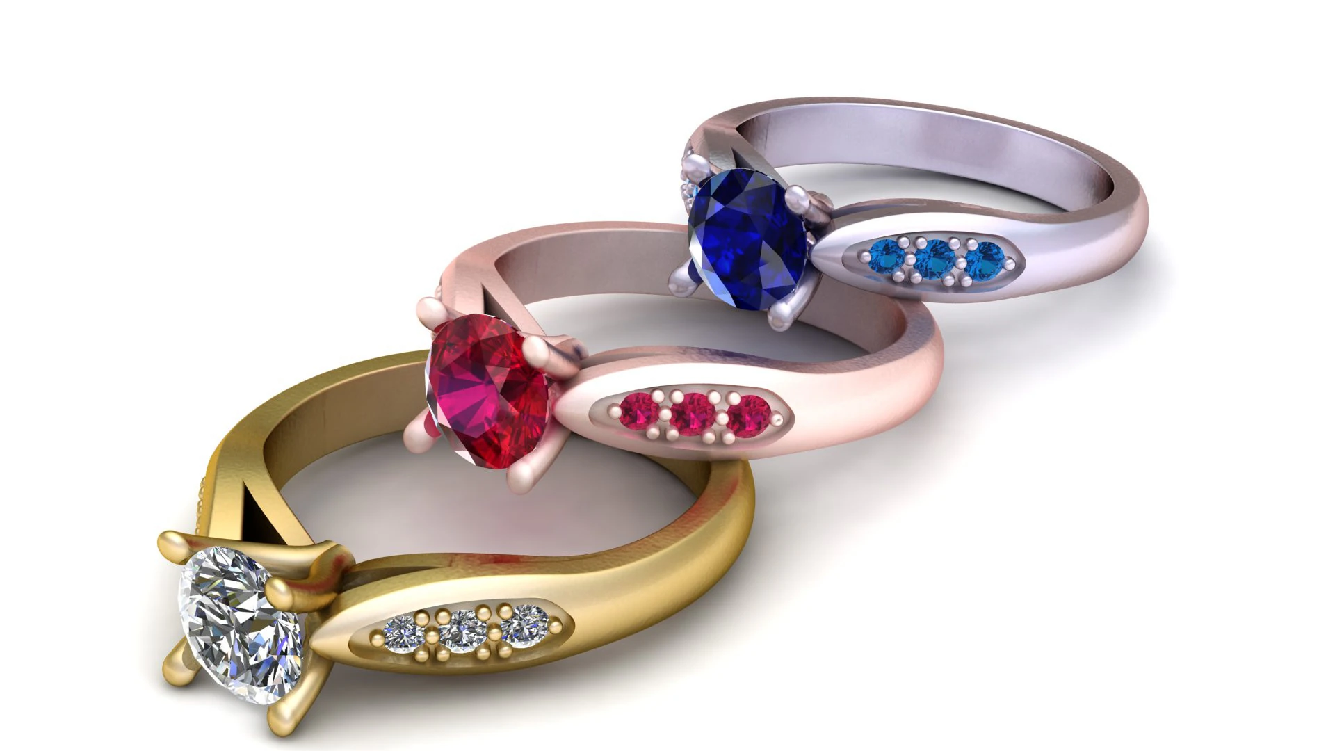 Channel Set Diamond Ring 3D Print Model .c4d .max .obj .3ds .fbx .stl .blend 